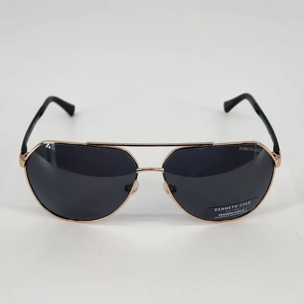 Kenneth Cole New York Gold Polarized Aviator Sunglasses Unisex
